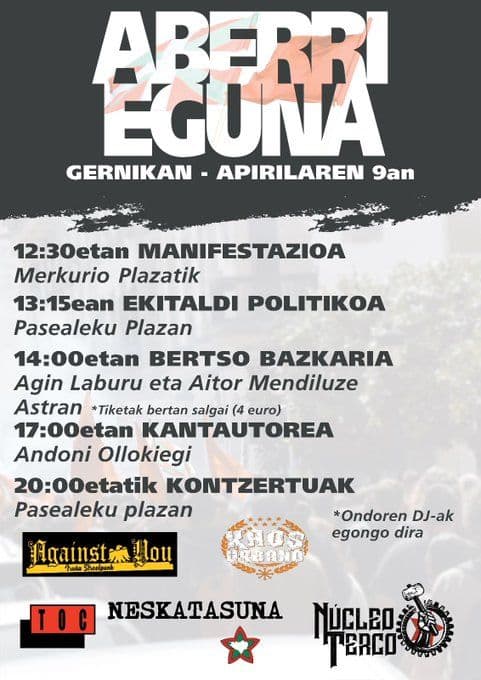 Los Zopilotes Txirriaos taldeak ezingo du Aberri Egunerako antolatutako egitarauan parte hartu