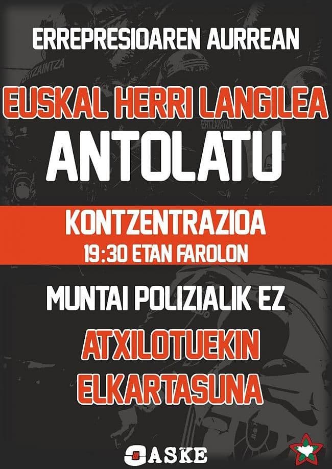 Gasteizko atxiloketen harira Aske-k argitaratutako oharra