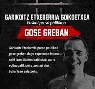 ASKE-k elkartasun eta babes osoa helarazi nahi dio Garikoitz Etxeberria, gose greba hasi duen preso politikoari